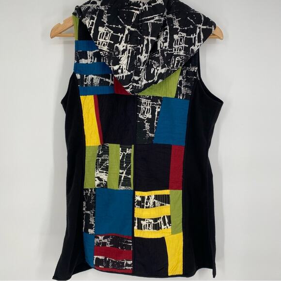 Parsley & Sage Vest Quilted Reversible Lagenlook Artsy Art To Wear Colorblock S - Picture 2 of 8